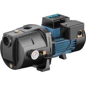 LEO 1HP Shallow Well Jet Pump, 115V/230V Durable Cast Iron Pump, Well Depth up to 25 ft, Automatic Pressure Switch, for Farm, Lawn, Garden in Kuwait