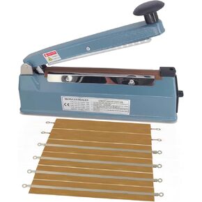 ماكينة سدادة حرارية 8 بوصة 5 مم لأكياس مايلر البلاستيكية، هيكل معدني، مع 6 قطع بديلة (بما في ذلك خطي قطع) in Kuwait