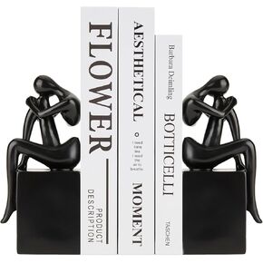 Gold Book Ends Decorative, Girl Thinker Design, Modern Book Ends for Shelves, Non-Skid Heavy Duty Resin Book Stopper for Books, Resin, 1Pair/2Piece in Kuwait