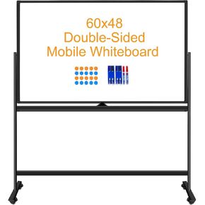 Mobile White Board with Stands 40"x28", Double-Sided Rolling Whiteboard on Wheels Magnetic Dry Erase Board with Stand Portable Standing White Board in Kuwait