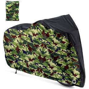 Roctee Bicycle Cover Waterproof Wind Rain Snow Proof Outdoor Mountain Bike Road Travel Bike Cycle Covers with Storage Bag, 78.7''(L) * 27.6''(W) * 43.3''(H) for XL Size (Black & Camo) in Kuwait