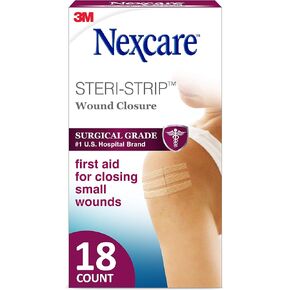 Nexcare Steri-Strip Wound Closure Strips, 3 Pack (90 Count), 1/4 in x 4 in (6 mm x 100 mm), Breathable Hypoallergenic Skin Closures, Latex-Free, First Aid Wound Support After Sutures or Staples in Kuwait