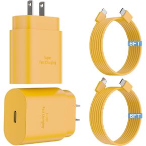 الشاحن السريع Super Fast Charger USB C ， 2-pack 25W Type C Charger Charger Fast Charge مع كابل 6 قدم متوافق مع Galaxy S23 Ultra/S23+/S22/S21/S20/Phone 15/15 Plus/15 Pro Max in Saudi Arabia