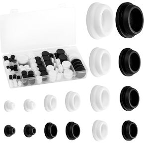 158-Piece Rubber Plugs for Round Holes, Assorted Sizes (8 Sizes), Black & White Silicone Hole Plugs for Bathrooms, Cars, Furniture, Pipes, and More - Durable, Reusable, and Easy to Install in Kuwait