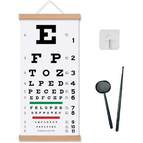 TIESIF Snellen Eye Chart, Eye Charts for Eye Exams 20 Feet with Wooden Frame 11x22 Inches, Plastic Material Low Vision Eye Test Wall Chart with Eye Occluder Hand Pointer in Saudi Arabia