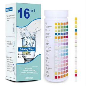 Drinking Water Testing Kits(100 Strips)-16 in 1 Well&Household Tap&Natural Water Quality Test with Hardness,Chlorine,Copper,Iron,Lead,pH,Etc. in Kuwait