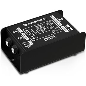 PRORECK DC21 Passive DI Box for Guitar & Bass, Direct Box with Hum Eliminator, Input Attenuator, Ground Lift, 50kΩ Impedance, 1/4" to Balanced XLR Out for Live/Studio (DC21) in Kuwait