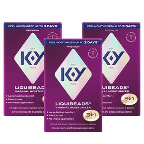 K-Y Liquibeads Silicone-Based Formula 6 Bead Inserts and 6 Applicators Vaginal Moisturizer & Lube for More Comfortable Sex For Men, Women and Couples (3 Pack) in Kuwait