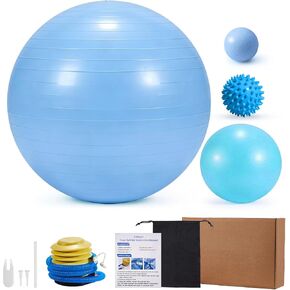 4Pcs Yoga Ball Set includes Large and 9in Pilates Balls, Massage & Spiky Ball for Fitness ,Anti-Burst Exercise Ball with Pumb for Pregnancy,Physical Therapy,Office Chair, Home Workout,3Sizes,3Colors in Saudi Arabia