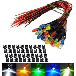 80 قطعة 5 مللي متر 3 فولت LED مجموعة إضاءة الثنائيات الباعثة للضوء LED السلكية مسبقًا أضواء الثنائيات 8 ألوان مع 80 قطعة 5 مللي متر حاملات بلاستيكية لوحة جبل أسود in Kuwait