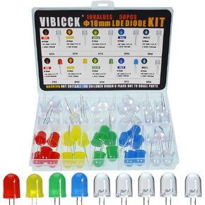 VIBICCK450 Pieces, 10 Colors 3MM LED Light Emitting diode lamp Combination Set. Lighting Bulbs, Light-Emitting Lamps, diodes, Electronic Components in Kuwait