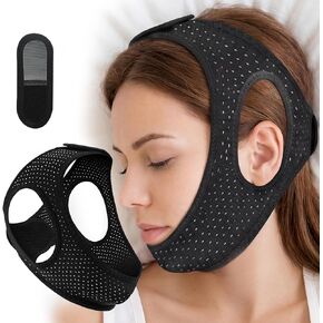 حزام الذقن للنوم، أجهزة فعالة لمكافحة الشخير، حزام الفك لتدفق الهواء لتوقف التنفس أثناء النوم مسامي ومريح، حزام ذقن قابل للتعديل مضاد للشخير للرجال والنساء in Kuwait