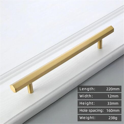 الصلبة النحاس خزانة الذهب خزانة درج الباب مقبض سحب سداسية طويلة T-مقبض 1 قطعة (CC-160) in Kuwait