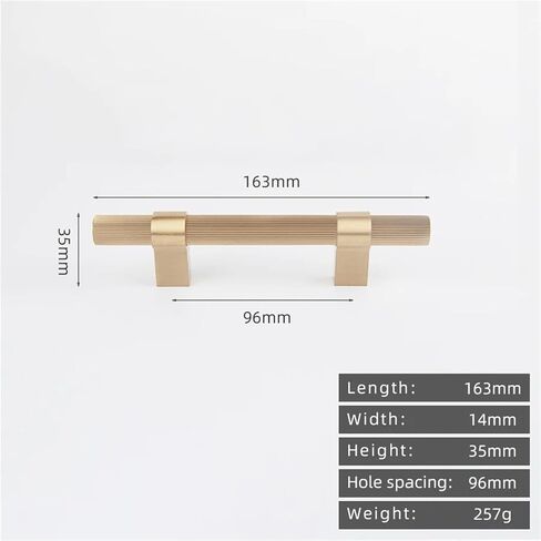 Brass Furniture Handles Striped Cupboard Wardrobe Drawer Kitchen Cabinet T-Bar Pull 1Pcs(8810-96) in Kuwait