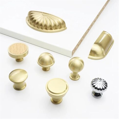 الصلبة النحاس محكم النحاس درج مقابض لقطع الأثاث خزانة باب الأجهزة 1 قطعة (005-Brass-D20mm) in Kuwait