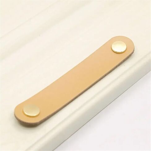 Soft Leather Kitchen Wardrobe Cabinet Drawer Handle Door Pulls Furniture 1Pcs(Beige-M) in Kuwait