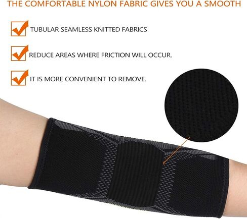 Outdoor Sports Elbow Pad, Nylon Knitted, Breathable Cubical Pressure Belt, 2 Pcs, S M - Wicking Comfort, Adjustable Support, Ideal for Tennis and Badminton in Saudi Arabia