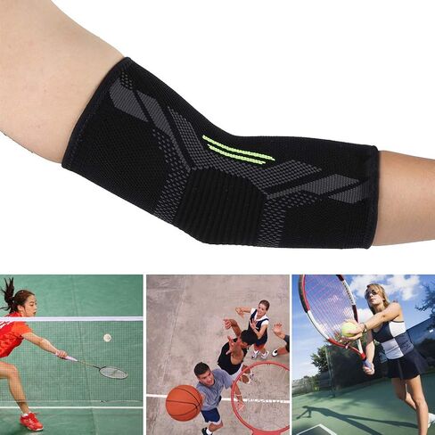 Outdoor Sports Elbow Pad, Nylon Knitted, Breathable Cubical Pressure Belt, 2 Pcs, S M - Wicking Comfort, Adjustable Support, Ideal for Tennis and Badminton in Saudi Arabia