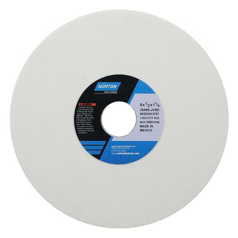 NORTON 38A Vitrified Grinding Wheel - Size: 8" x1/2" x 1-1/4" Style: Straight - Type 01 - No Recess Specification: 38A80-JVBE in Saudi Arabia