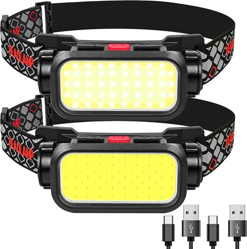 Headlamp Rechargeable 2Pack, 100000LM Super Bright Head lamp, LED Headlamp, Adjustable Focus Headlight Outdoor, 5Mode Head Lights for Forehead, IPX7 Waterproof Head Lamp for Camping, Climbing in Kuwait