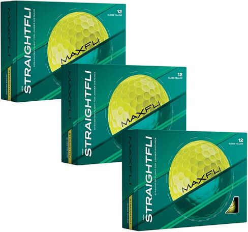كرات الجولف Maxfli StraightFli – أصفر لامع، 36 قطعة | كرات جولف ذات مسافة دوران منخفضة من أجل لقطات أكثر استقامة | ملمس ناعم، غطاء أيونومر متين | للمبتدئين ولاعبي الغولف الترفيهية in Kuwait
