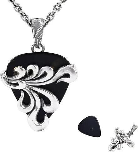 Guitar Pick Holder Necklace with 3pcs Colorful Pick for Guitar Bass Ukulele Guitarists Picks Storage Necklace in Kuwait