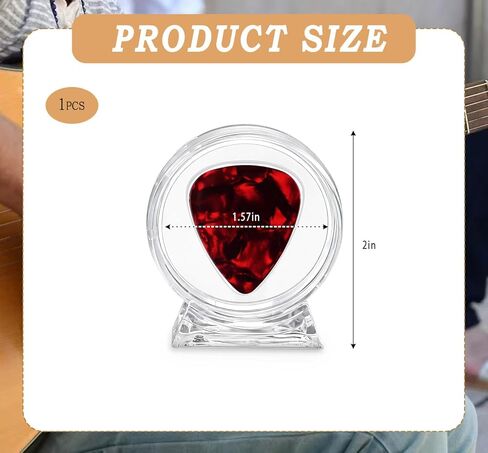 علبة عرض اختيار الجيتار الشفاف من الأكريليك، قطعة واحدة من صندوق حامل اختيار الجيتار من الأكريليك صندوق عرض لتخزين ملحقات الجيتار القابلة للتجميع، هدية للموسيقيين (دائري * 1) in Kuwait
