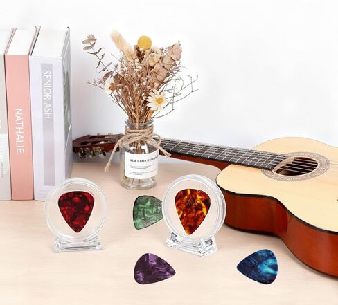 علبة عرض اختيار الجيتار الشفاف من الأكريليك، قطعة واحدة من صندوق حامل اختيار الجيتار من الأكريليك صندوق عرض لتخزين ملحقات الجيتار القابلة للتجميع، هدية للموسيقيين (دائري * 1) in Kuwait