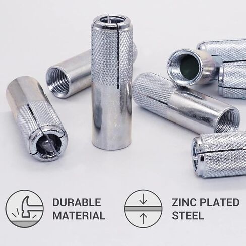 (Pack of 4) Knurled Drop in Anchors 5/8" x 2-9/16" (M16 x 65 mm), Expansion Bolt Sleeve, Wall Dowels, Concrete Anchor in Saudi Arabia