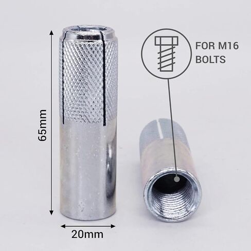 (Pack of 4) Knurled Drop in Anchors 5/8" x 2-9/16" (M16 x 65 mm), Expansion Bolt Sleeve, Wall Dowels, Concrete Anchor in Saudi Arabia