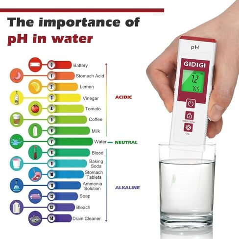pH Meter for Water, Electronic ph Meters with Color Display pH Test Strip Function, Pro Digital pH Level Tester Kit for Water, pH Reader for Pool Spa Hot Tub Hydroponics Aquarium Drinking Water in Kuwait