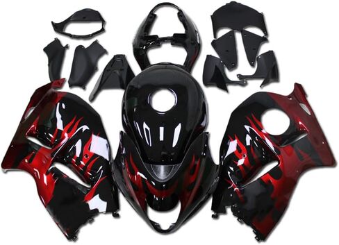 البلاستيك الكامل اللامع الأحمر اللامع ملاءمة لسوزوكي 1997-2007 GSXR 1300 Hayabusa Gen1 Injection ABS New Pheatmarket Body Bodyframe مجموعة مجموعة 1998 1999 2000 2001 2002 2004 2005 2006 in Kuwait