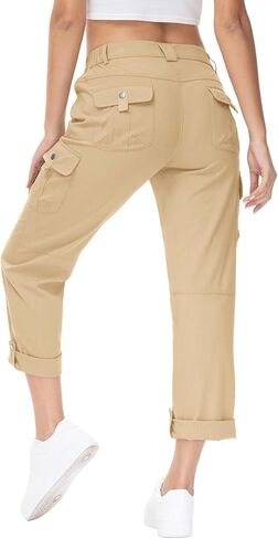 Womens Cargo Hiking Pants 6 Pockets Lightweight Stretch Qiuck Dry Water-Resistant Work Cropped Pants in Kuwait