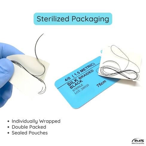 IMEDS Training Sutures 4/0 Silk, Box of 12 Pcs Suture Thread with Needle, Demo Teaching Set in Saudi Arabia