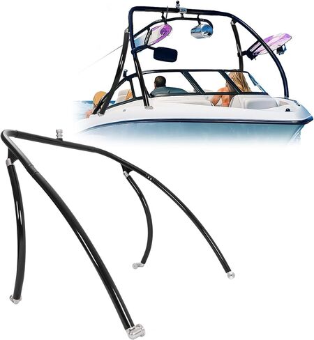برج HECASA Wakeboard متوافق مع معظم القوارب من 62 بوصة إلى 103 بوصة برج إيقاظ عالمي للقوارب متين من الألومنيوم المطلي بمسحوق أسود بحري in Saudi Arabia