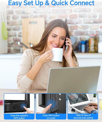 WIFI Extender Signal Booster للمنزل ، تغطية تصل إلى 10000 قدم مربع ، سهلة إعداد WiFi مكرر in Kuwait