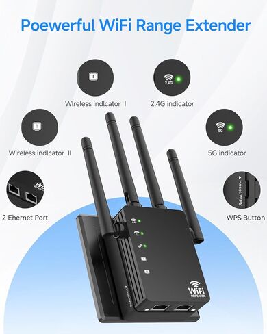 WIFI Extender Signal Booster للمنزل ، تغطية تصل إلى 10000 قدم مربع ، سهلة إعداد WiFi مكرر in Kuwait