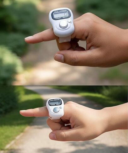 SET OF 12 White Digital Finger Counters | White Tasbih/Dhikr Counters | Resettable Electronic Tally Counter Ring LCD Display | Ideal for Counting Prayers, Golf Strokes, Inventory, Laps, Reps, Knitting in Saudi Arabia