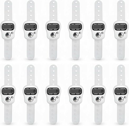 SET OF 12 White Digital Finger Counters | White Tasbih/Dhikr Counters | Resettable Electronic Tally Counter Ring LCD Display | Ideal for Counting Prayers, Golf Strokes, Inventory, Laps, Reps, Knitting in Saudi Arabia