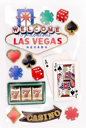 Paper House Productions Stdm-0029e 3D Cardstock Stickers ، Las Vegas (3 حزم) in Kuwait