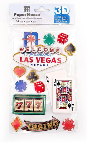 Paper House Productions Stdm-0029e 3D Cardstock Stickers ، Las Vegas (3 حزم) in Kuwait