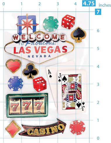 Paper House Productions Stdm-0029e 3D Cardstock Stickers ، Las Vegas (3 حزم) in Kuwait