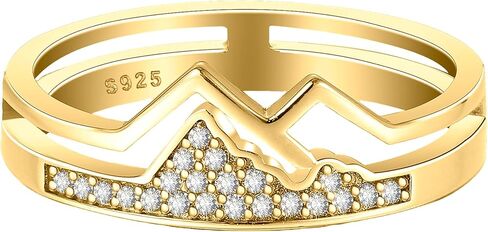 FUNYCHEN Christmas Gifts Mountain Ring for Women Sterling Silver Faith Moves Moutains Inspirational Rings to My Daughter Stacking Wave Ring Dainty Keep Climbing Ring Bands US Size 5-10 in Kuwait