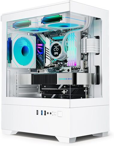 ATX PC Case ، 7 مراوح PWM ARGB مثبتة مسبقًا ، زجاجات كمبيوتر خففة in Saudi Arabia