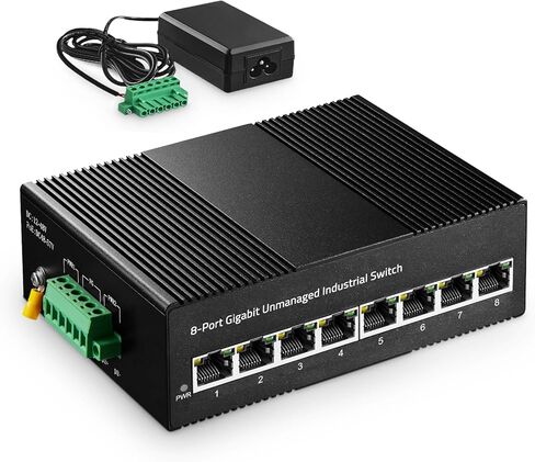 Binardat 16 Port Gigabit Din Rail Industrial Ethernet Switch, 16 Ports 10/100/1000Mbps, Fanless IP40 Unmanaged Plug and Play in Kuwait