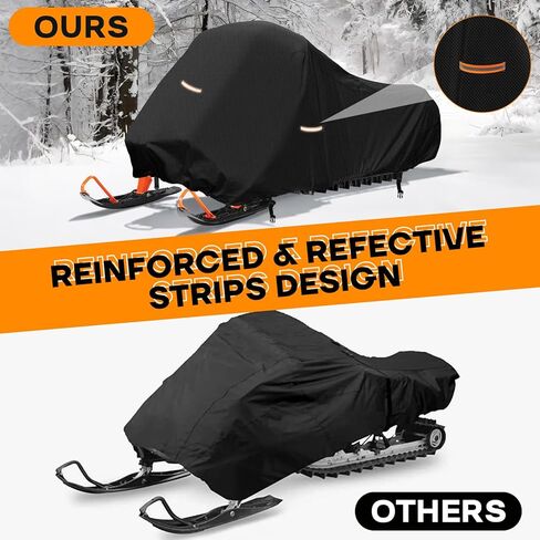 Snowmobile Cover 130" x 51" x 48" Heavy Duty 420D Oxford Fabric Sled Ski Cover Waterproof and UV Protection (Black, L) in Kuwait