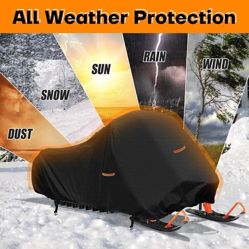 Snowmobile Cover 130" x 51" x 48" Heavy Duty 420D Oxford Fabric Sled Ski Cover Waterproof and UV Protection (Black, L) in Kuwait