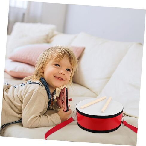 1 Set Red Handheld Snare Drum with Strap Musical Instrument for Preschool Music Education and Performances Enhances Sound Quality and Encourages Teamwork in Kuwait