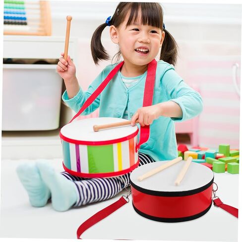 1 Set Red Handheld Snare Drum with Strap Musical Instrument for Preschool Music Education and Performances Enhances Sound Quality and Encourages Teamwork in Kuwait
