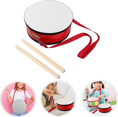 1 Set Red Handheld Snare Drum with Strap Musical Instrument for Preschool Music Education and Performances Enhances Sound Quality and Encourages Teamwork in Kuwait